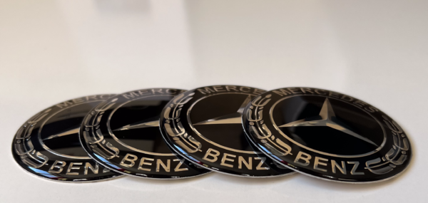 original.png 4 pcs (Set) 65mm - 2.56inch Black Mercedes Benz Wheel Center Hub Caps Stickers