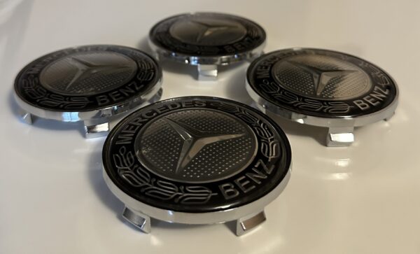 original.jpeg 4 pcs (Set) 68mm - 2.68inch Silver & Black Mercedes Benz Wheel Center Hub Caps
