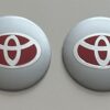 4 pcs (Set) 56mm - 2.20inch Silver & Red Toyota Wheel Center Hub Caps Stickers