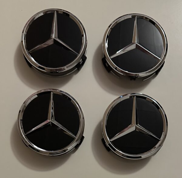 original.jpeg 4 pcs (Set) 75mm - 2.95inch Black Mercedes Benz Star Logo Wheel Center Hub Caps