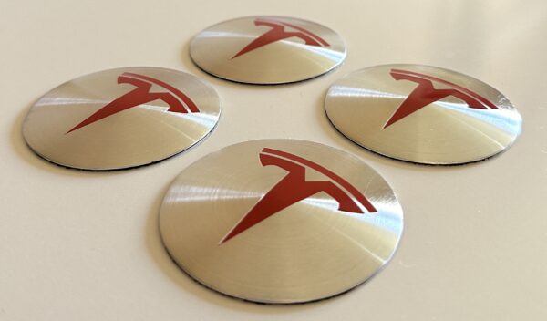 original.jpeg 4 pcs (Set) 65mm - 2.56inch Silver & Red Tesla Wheel Center Hub Caps Stickers