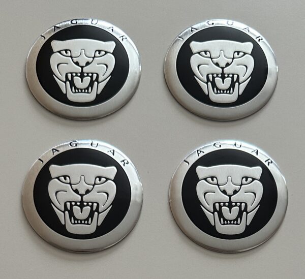 original.jpeg 4 pcs (Set) 56mm - 2.20inch Black & Silver Jaguar Wheel Center Hub Caps Stickers