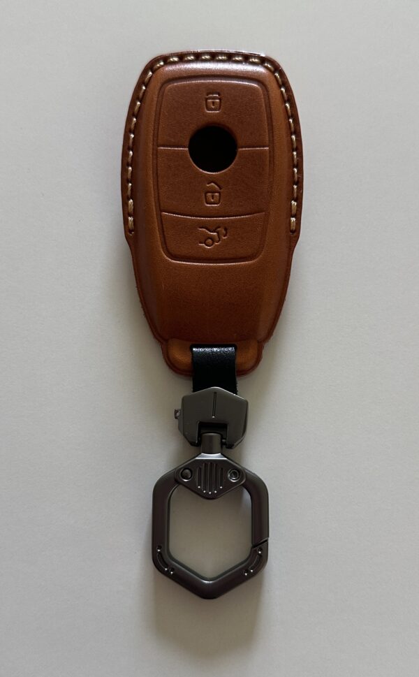 6 Premium Leather Key Fob Case – Black, Dark Brown, Light Brown Fits Mercedes Benz C260L S320L E200L E300 C260 C200L
