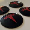 original.jpeg 4 pcs (Set) 65mm - 2.56inch Black & Red Tesla Wheel Center Hub Caps Stickers