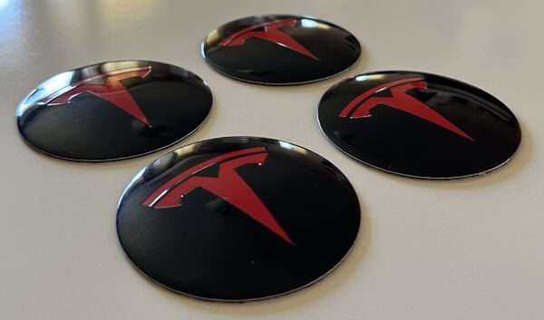 original.jpeg 4 pcs (Set) 65mm - 2.56inch Black & Red Tesla Wheel Center Hub Caps Stickers
