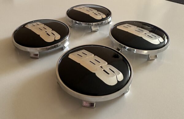 4 pcs (Set) 68mm - 2.68inch Black & Silver BBS Wheel Center Hub Caps