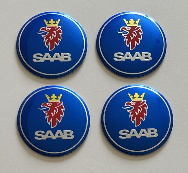 original.jpeg 4 pcs (Set) 56mm - 2.20inch Blue SAAB Wheel Center Hub Caps Stickers
