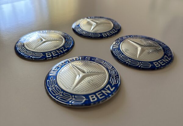 original.jpeg 4 pcs (Set) 65mm - 2.56inch Silver & Blue Mercedes Benz Wheel Center Hub Caps Stickers