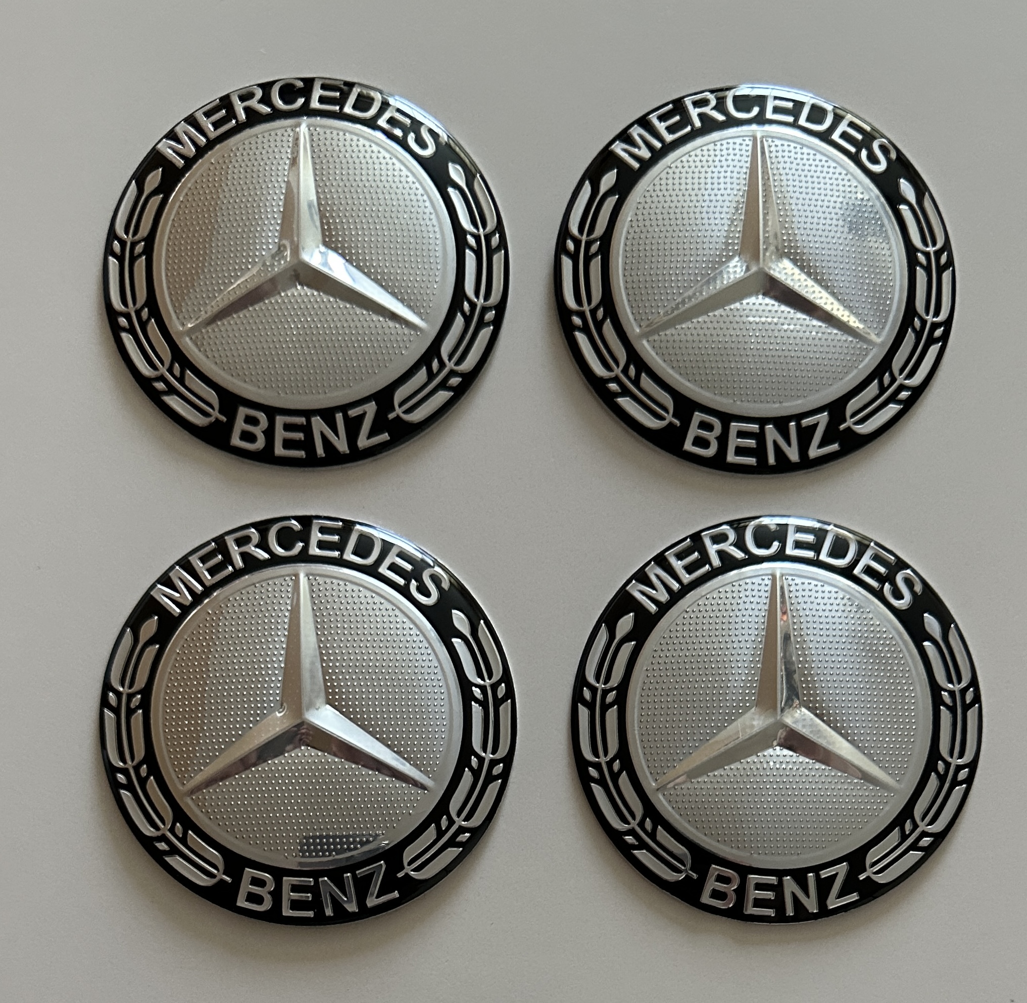 original.jpeg 4 pcs (Set) 65mm - 2.56inch Silver & Black Mercedes Benz Wheel Center Hub Caps Stickers