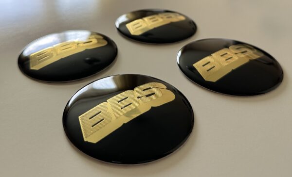 original.jpeg 4 pcs (Set) 70mm - 2.75inch Black & Gold BBS Wheel Center Hub Caps Stickers