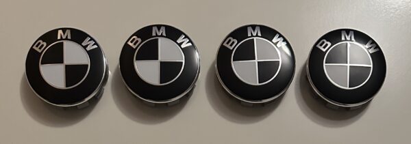4 pcs (Set) 68mm - 2.68inch Black & White BMW Wheel Center Hub Caps (36136783536)
