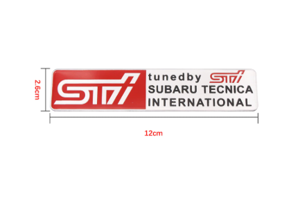 original.png 1 pcs Silver & Red Subaru STI Emblem Sticker Metal