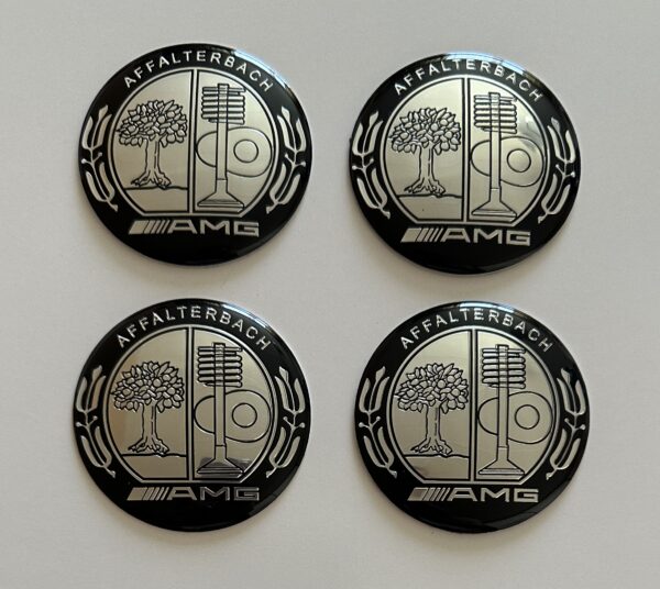 original.jpeg 4 pcs (Set) 65mm - 2.56inch Black & Silver Mercedes AMG Affalterbach Wheel Center Hub Caps Stickers