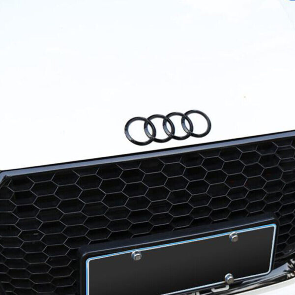 original.jpeg 1 pcs Glossy Black Audi Front Rings Grille Emblem With Clips