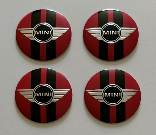 original.jpeg 4 pcs (Set) 50mm - 1.97inch Black & Red Mini Cooper Wheel Center Hub Caps Stickers (1)