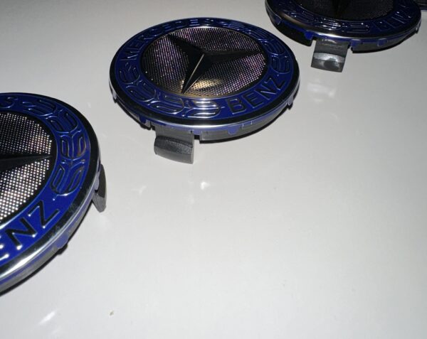 original.jpeg 4 pcs (Set) 75mm - 2.95inch Silver & Blue Mercedes Benz Wheel Center Hub Caps