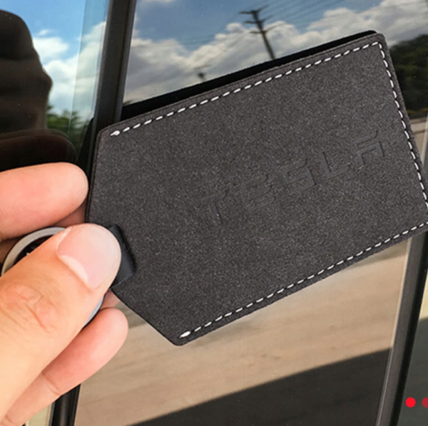 original.png 1 pcs High-Quality Black Suede Leather Key Card Holder Case for Tesla
