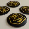 4 pcs (Set) 56mm - 2.20inch Black & Yellow Dodge Wheel Center Hub Caps Stickers