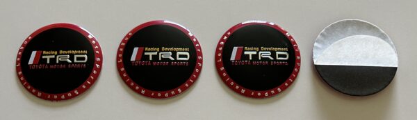 original.jpeg 4 pcs (Set) 56mm - 2.20inch Black & Red Toyota TRD Motor Sports Wheel Center Hub Caps Stickers