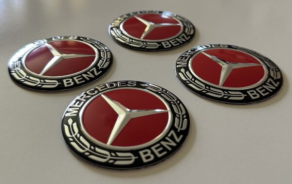 original.jpeg 4 pcs (Set) 56mm - 2.20inch Black & Red Mercedes Benz Wheel Center Hub Caps Stickers