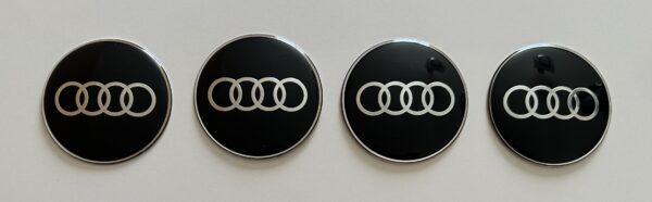 original.jpeg 4 pcs (Set) 65mm - 2.56inch Black Audi Wheel Center Hub Caps Stickers with Outer Ring