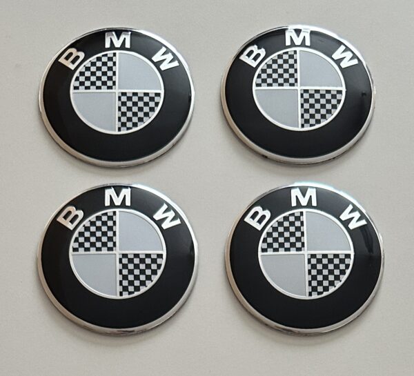 original.jpeg 4 pcs (Set) 56mm - 2.20inch Carbon Black & White BMW Wheel Center Hub Caps Stickers