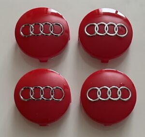 original.jpeg 4 pcs (Set) 60mm - 2.36inch Glossy Red Audi Wheel Center Hub Caps (4B0601170)