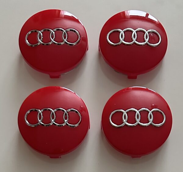 original.jpeg 4 pcs (Set) 60mm - 2.36inch Glossy Red Audi Wheel Center Hub Caps (4B0601170)