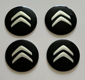 4 pcs (Set) 56mm - 2.20inch Black Citroen Wheel Center Hub Caps Stickers