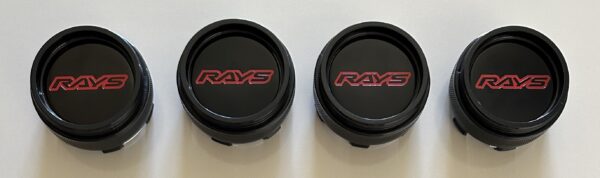 original.jpeg 4 pcs (Set) 65mm - 2.56inch Black & Red RAYS Wheel Center Hub Caps