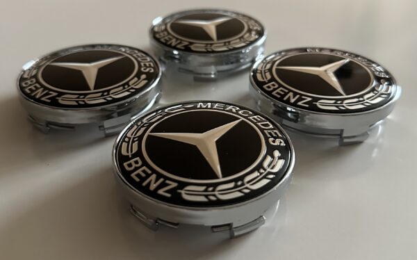 original.jpeg 4 pcs (Set) 60mm - 2.36inch Black Mercedes Benz Wheel Center Hub Caps with Silver Caps