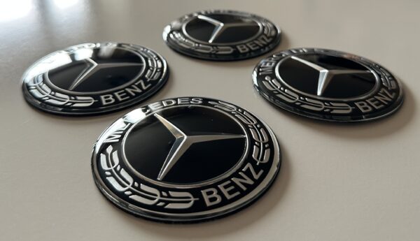 original.jpeg 4 pcs (Set) 75mm - 2.95inch Black Mercedes Benz Wheel Center Hub Caps Stickers