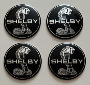 4 pcs (Set) 56mm - 2.20inch Black Shelby Wheel Center Hub Caps Stickers