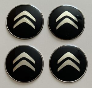 4 pcs (Set) 65mm - 2.56inch Black Citroen Wheel Center Hub Caps Stickers