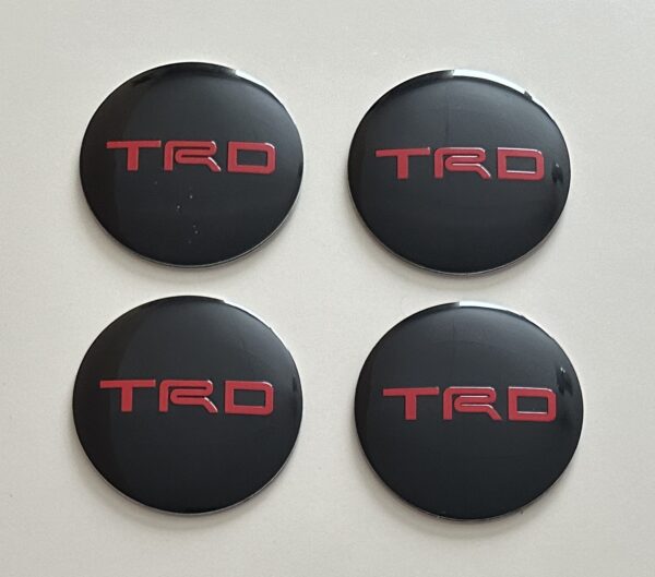 original.jpeg 4 pcs (Set) 56mm - 2.20inch Black & Red Toyota TRD Wheel Center Hub Caps Stickers