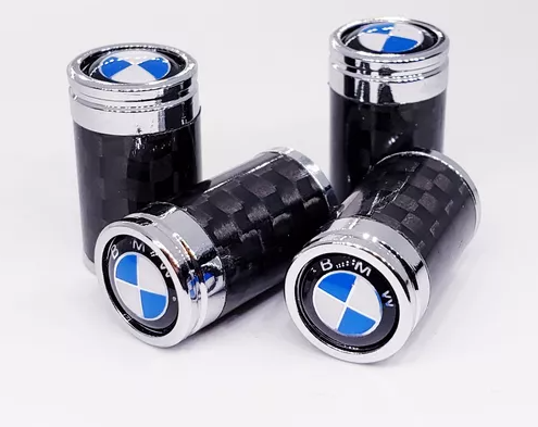 original.png 4 pcs (Set) Black Carbon Tire Valve Dust Caps for BMW