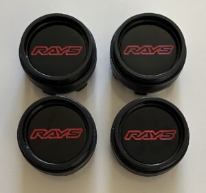 4 pcs (Set) 65mm - 2.56inch Black & Red RAYS Wheel Center Hub Caps