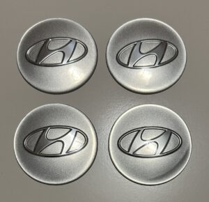 4 pcs (Set) 65mm - 2.56inch Silver Hyundai Wheel Center Hub Caps Stickers