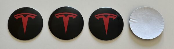 original.jpeg 4 pcs (Set) 65mm - 2.56inch Black & Red Tesla Wheel Center Hub Caps Stickers