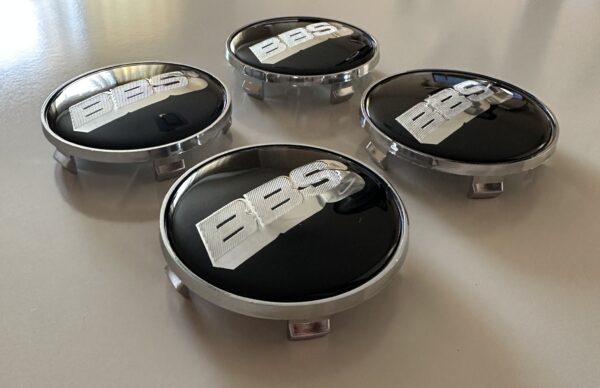 4 pcs (Set) 68mm - 2.68inch Black & Silver BBS Wheel Center Hub Caps