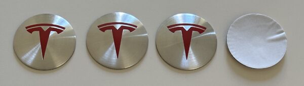 original.jpeg 4 pcs (Set) 65mm - 2.56inch Silver & Red Tesla Wheel Center Hub Caps Stickers