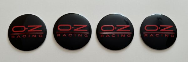 original.jpeg 4 pcs (Set) 56mm - 2.20inch Black & Red OZ Racing Wheel Center Hub Caps Stickers