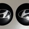 4 pcs (Set) 65mm - 2.56inch Black Hyundai Wheel Center Hub Caps Stickers