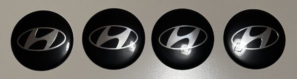 4 pcs (Set) 65mm - 2.56inch Black Hyundai Wheel Center Hub Caps Stickers