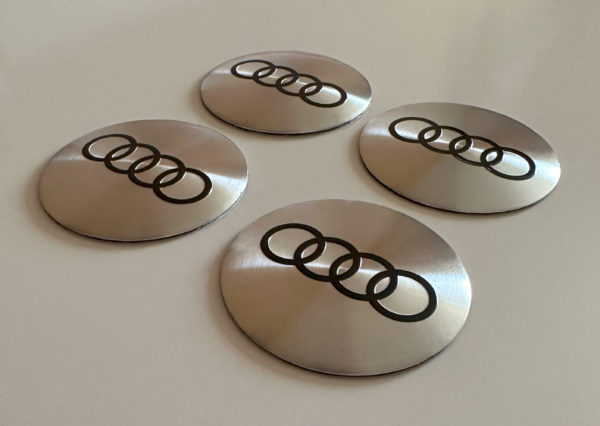original.png 4 pcs (Set) 56mm - 2.20inch Matte Silver Audi Wheel Center Hub Caps Stickers