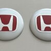 4 pcs (Set) 56mm - 2.20inch Silver & Red Honda Wheel Center Hub Caps Stickers