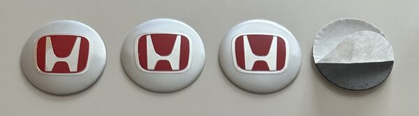 4 pcs (Set) 56mm - 2.20inch Silver & Red Honda Wheel Center Hub Caps Stickers