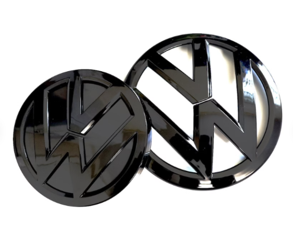 2 pcs Front & Back (Set) Volkswagen Glossy Black Front Grill Badge + Rear Trunk Lid Emblem Logo for Golf MK 7.5 FACELIFT