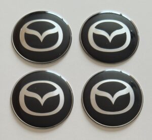 4 pcs (Set) 65mm - 2.56inch Black Mazda Wheel Center Hub Caps Stickers