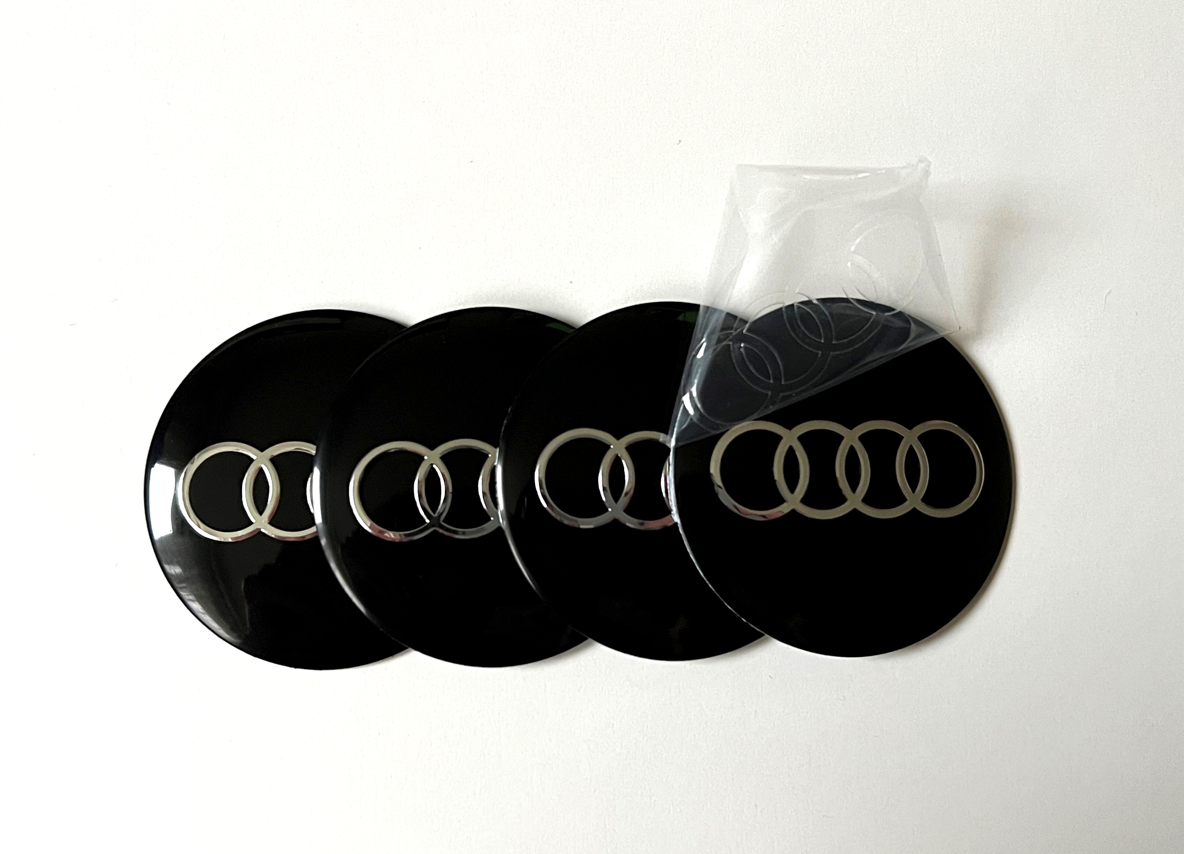 original.png 4 pcs (Set) 56mm - 2.20inch Black Audi Wheel Center Hub Caps Stickers